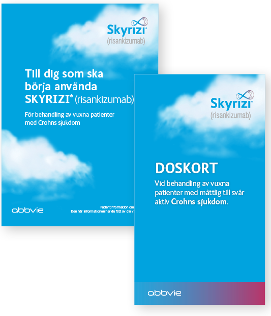 Bild på doskort och patientmaterial för Skyrizi